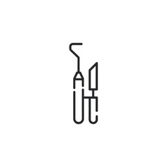 Minimalist line art of dental instruments