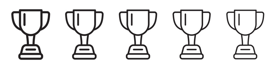 Trophy Cup Line Icon Set – Winner, Victory, and Achievement Symbols, Outline Icons.