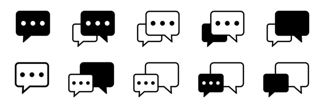 Chat and Talk Icons Set &ndash; Speech Bubble Collection for Messaging, Conversation, and Communication.