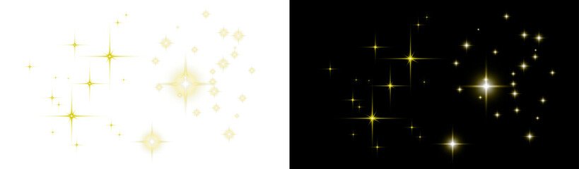 PNG image of Yellow sparkle glitter star light effects overlay PNG transparent background © zakir