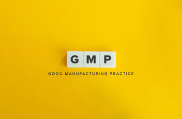 GMP Good Manufacturing Practice Banner on Yellow Background