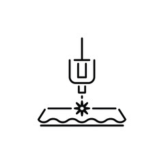 Laser cutting machine working on wavy material icon