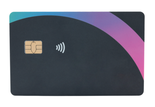 Blank bank card with contactless payment chip, isolated on transparent background. Perfect template for design, branding, finance concepts, and digital payment projects - Powered by Adobe
