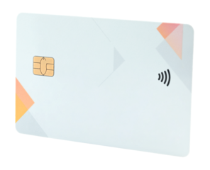 Blank bank card with contactless payment chip, isolated on transparent background. Perfect template for design, branding, finance concepts, and digital payment projects