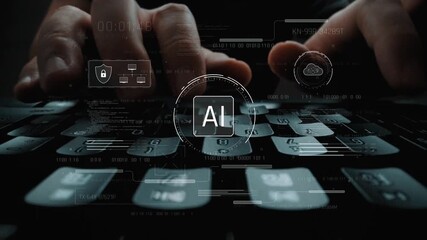AI interface showing how artificial intelligence powers systems. AI Artificial intelligence transforms data, enables automation, and AI artificial intelligence drives innovation. Marrow - Powered by Adobe