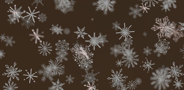 Decorative seamless pattern of snowflakes on a warm brown background. Ideal for winter holiday designs, Christmas background - Powered by Adobe