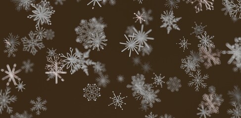 Decorative background of falling snow. Winter season design with snowflakes on a dark backdrop. Suitable for seasonal projec