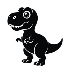 Illustration of a cute black dinosaur with a happy expression, isolated on, perfect for childrens books, stickers, and educational materials