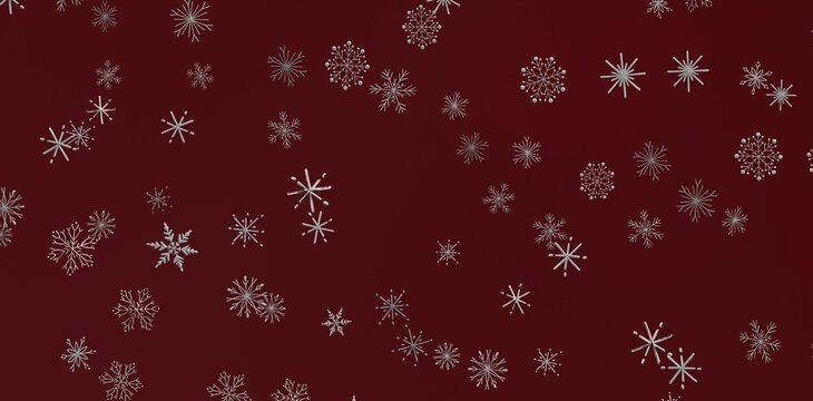 Abstract snowflake pattern. Falling snowflakes on a rich red background. Ideal for Christmas, winter, or festive projects. F - Powered by Adobe