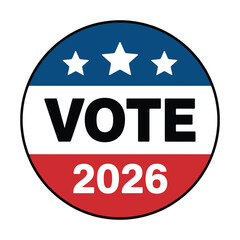 Vote 2026 election campaign button with stars