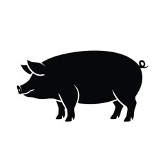 Fototapeta premium Silhouette of a pig isolated on, a classic farm animal illustration perfect for agricultural themes and rustic designs, showcasing its form