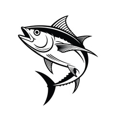 Fototapeta premium Tuna fish illustration isolated on, capturing the powerful form and sleek lines of this ocean predator