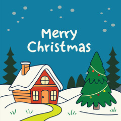 Merry Christmas text, lettering for greeting cards, banners, posters, isolated vector illustration
