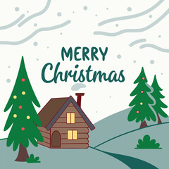 Merry Christmas text, lettering for greeting cards, banners, posters, isolated vector illustration