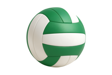 Green and white volleyball isolated on transparent background for sports team game fitness recreation activity athletic competition training and physical education concept closeup
