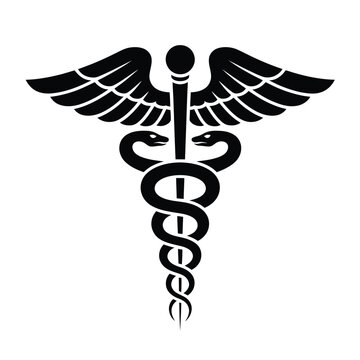 Caduceus medical symbol isolated on represents medicine, healthcare, and healing, often associated with doctors and hospitals