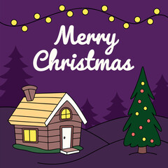 Merry Christmas text, lettering for greeting cards, banners, posters, isolated vector illustration
