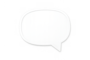 White 3d speech bubble icon representing communication, chat, and notification concepts with a transparent background