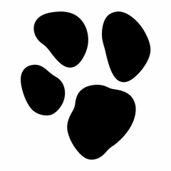 Simple black and white image displaying a paw print with four pads