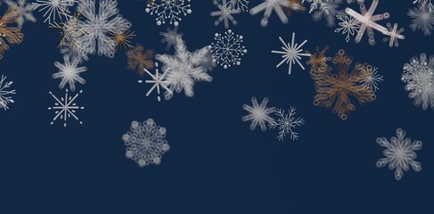 Abstract winter background with snowflakes falling on a deep blue backdrop. Perfect for Christmas or seasonal designs, evoking a sens © vegefox.com