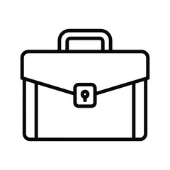 Briefcase outline icon with lock, professional business symbol art.