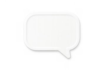 White 3d speech bubble icon representing chat, message, dialogue, and communication on a transparent background