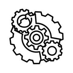 Interlocking gears line art illustration of connected mechanisms