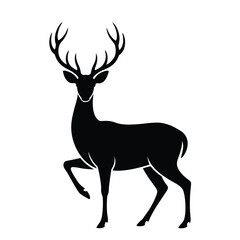 Fototapeta premium Elegant deer silhouette isolated on, showcasing its majestic antlers and graceful pose, perfect for naturethemed designs and artistic projects