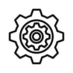 Gear icon showing mechanical concept, settings, and process symbol