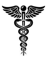 White Outline of Caduceus Symbol on Background graphic isolated on a transparent background