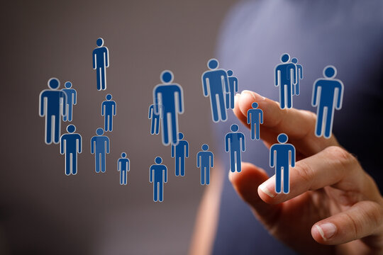 Concept of team building and unity. Symbolic of diverse people interacting, collaboration, and social connectio - Powered by Adobe