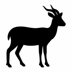 Fototapeta premium Silhouette of a stately horned animal, standing calmly on a white background
