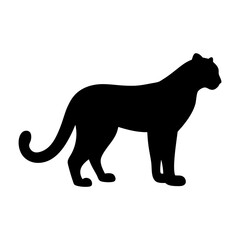 Fototapeta premium Black silhouette of a powerful panther standing gracefully against a white background