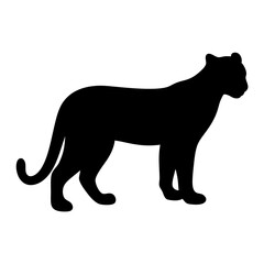 Fototapeta premium Silhouette of a large cat, possibly a mountain lion, with solid black color