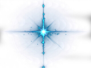 Obraz premium Blue Light Effect on Transparent Background with Cross Shape Isolated for Digital Design Creative Concept with Burst and Glitter Sparkles 200 Character Limit