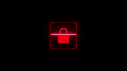 lock icon  scan  animation,Animation of data processing and media icons over digital human spinning Future lock . lock Detection. Augmented Reality. lock scan for Facial Recognition Isolated on black  - Powered by Adobe