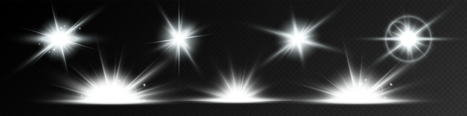 Lens Flare, light glow effect. sun or realistic shining star with backlight effect.
bokeh glitter and sparkles or sparkles on transparent background.
