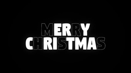 merry christmas flickering text word lettering typography rolling text 3d animation video, xmas holiday theme highlight of white text, christmas sale intro outro sign symbol icon lettering inscription - Powered by Adobe