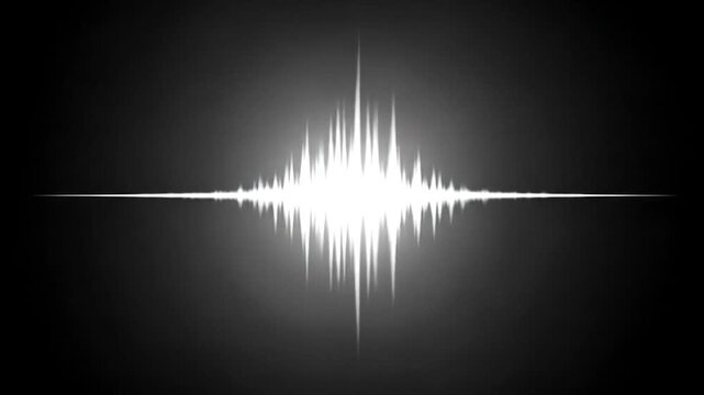 Abstract White Sound Waveform on Black Background.