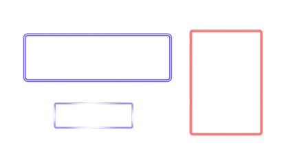 Assorted Neon Frames: Blue and Red on Light Gray Background