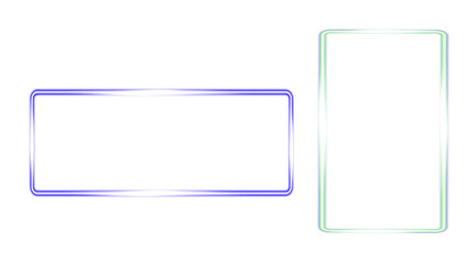 Mixed Neon Frames: Blue and Green on Light Gray