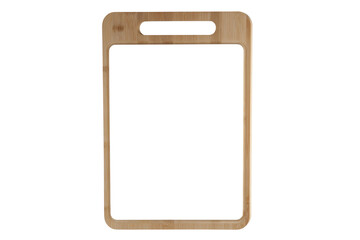 Empty Bamboo Cutting Board Frame on White Background