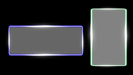 Futuristic UI Frames: Blue Landscape and Green Portrait Glow