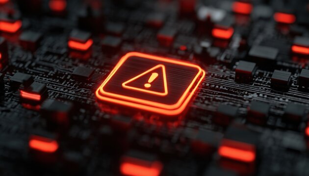 Warning Of Computer System Hacking: Potential Cyber Attack On Network, Threat Of Malware, Viruses, And Cybercrime, Risk Of Personal Data Breach.