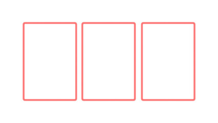 Three Red Neon Frames with Black Infill on White