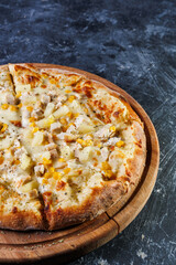 Delicious Cheese Pizza With Chicken, Pineapple, and Corn