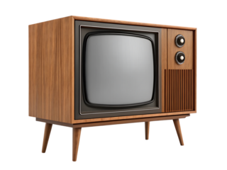 A Retro wooden frame screen cutout and vintage wooden TV box, isolated on a white or transparent background, cut out on PNG, generated AI