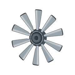 Obraz premium Top View Engine Radiator Cooling Fan Blade Assembly Vector