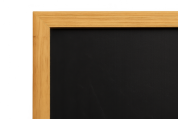 Blank blackboard with wooden frame providing copy space, ready for educational concepts or school messages on transparent background