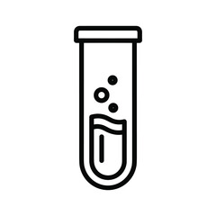 Test tube with liquid and bubbles icon representing chemical reaction, laboratory research, and scientific experiment